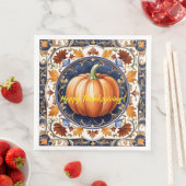 Serviette En Papier Automne Thanksgiving Collection Citrouille moderne (En situation)