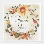 Serviette En Papier Automne Thanksgiving Merci de tournesol (Devant)