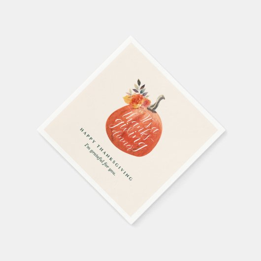 Serviette En Papier Automne Thanksgiving Watercolor Citrouille (Coin)