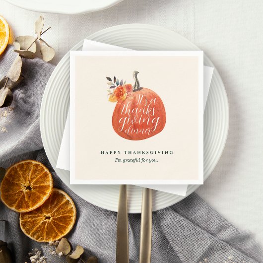 Serviette En Papier Automne Thanksgiving Watercolor Citrouille