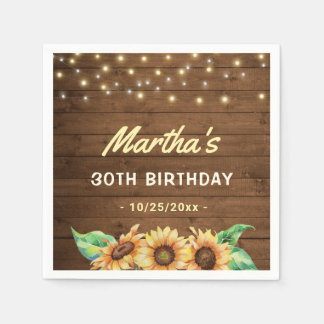 Serviette En Papier Automne Tournesol Fête Anniversaire Automne Rustiq