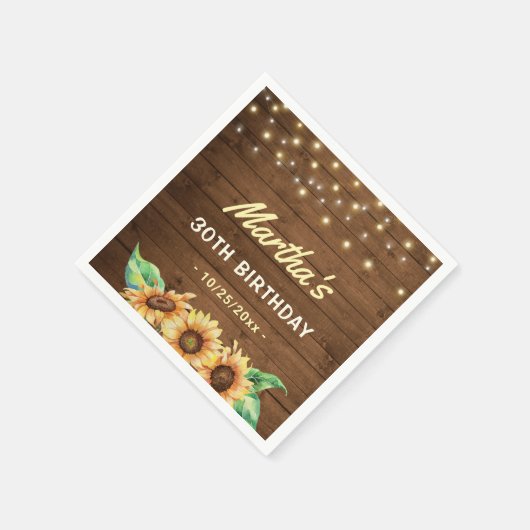 Serviette En Papier Automne Tournesol Fête Anniversaire Automne Rustiq (Coin)