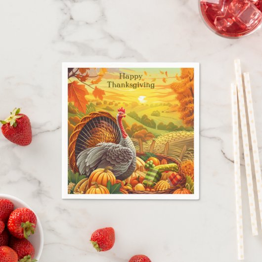 Serviette En Papier Automne Turquie Citrouilles Thanksgiving Naples (En situation)
