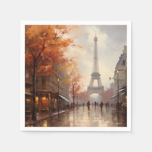 Serviette En Papier Automne vintage à Paris France (Devant)