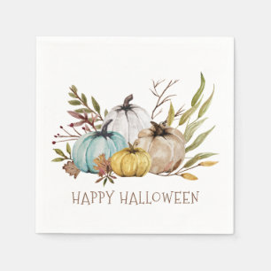Serviette En Papier Automne Watercolor Citrouilles Bonne fête d'Hallow