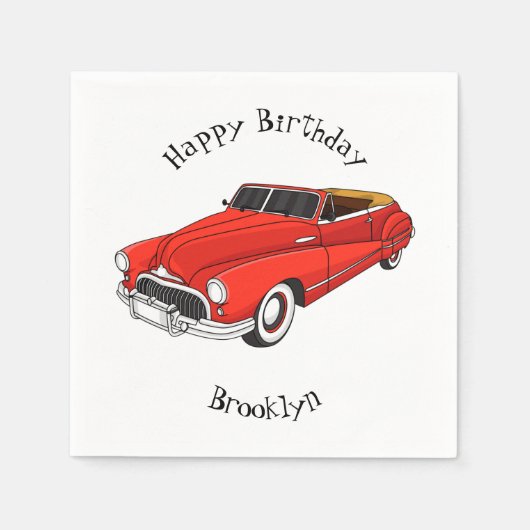Serviette En Papier Automobile classique rouge 1948 (Devant)