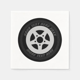 Serviette En Papier Automobile noir roue roue automobile thème course 