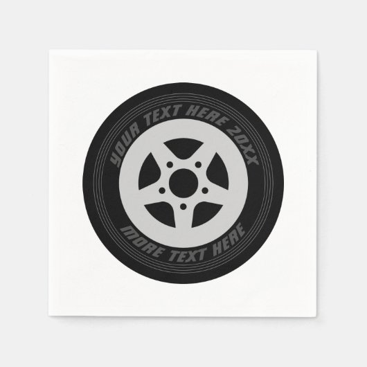 Serviette En Papier Automobile noir roue roue automobile thème course  (Devant)