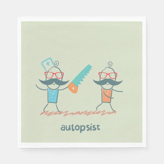 Serviette En Papier Autopsist Médicale Humour with Mustache Characters (Devant)