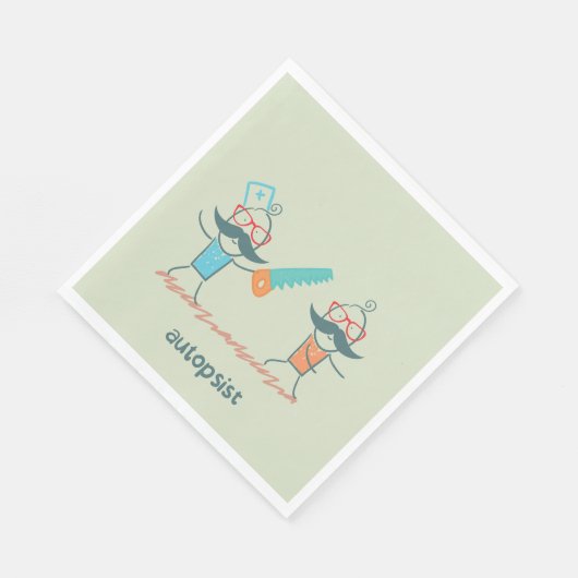 Serviette En Papier Autopsist Médicale Humour with Mustache Characters (Coin)