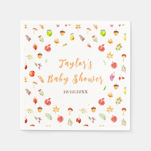 Serviette En Papier Autumn Fall Harvest Baby Shower (Devant)