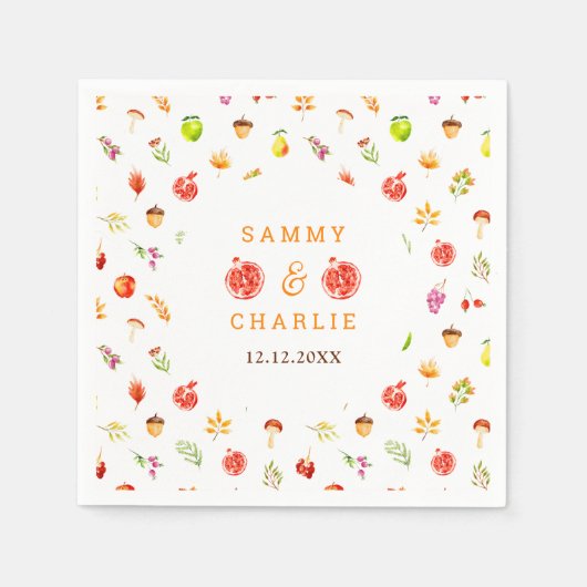 Serviette En Papier Autumn Fall Harvest Wedding (Devant)