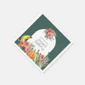 Serviette En Papier Autumn Pumpkins Pink Floral Birthday Party (Coin)
