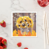 Serviette En Papier Autumn Sunflower Jar String lumières Mariage rusti (En situation)