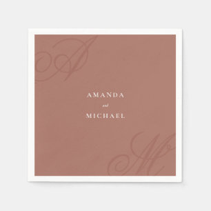 Serviette En Papier Autumn Terracotta Moderne Edge Élégant Monogramme