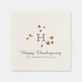 Serviette En Papier Autumn Trees Thanksgiving Monogramme (Devant)