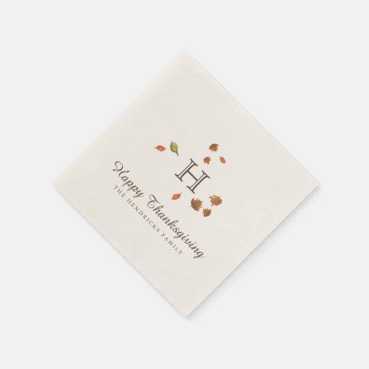 Serviette En Papier Autumn Trees Thanksgiving Monogramme (Coin)