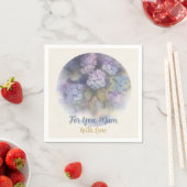 Serviette en papier aux fleurs de lilas d'hydrange (En situation)