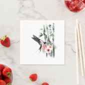 Serviette En Papier Avaler avec bambou et fleurs Classique (En situation)