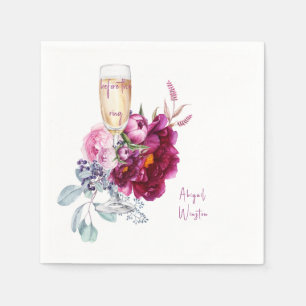 Serviette En Papier Avant l'anneau Champagne Magenta Bridal Napkins