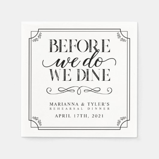 Serviette En Papier Avant Nous Dînons Mariage De Répétition (Devant)