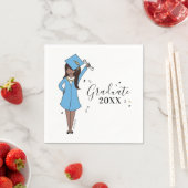 Serviette En Papier Avatar de fille personnalisable | Remise des diplô (En situation)