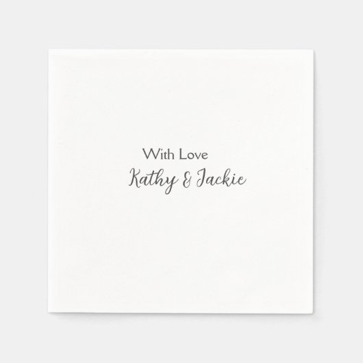 Serviette En Papier Avec amour ajouter nom de couple mariage simple mi (Devant)