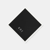 Serviette En Papier Avec Amour Noir & Blanc Élégant Mariage Monogramme (Coin)