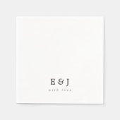 Serviette En Papier Avec Amour Simple Élégant Couple Mariage Monogramm (Devant)