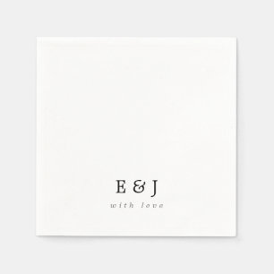 Serviette En Papier Avec Amour Simple Élégant Couple Mariage Monogramm