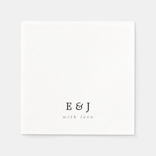 Serviette En Papier Avec Amour Simple Élégant Couple Mariage Monogramm (Devant)