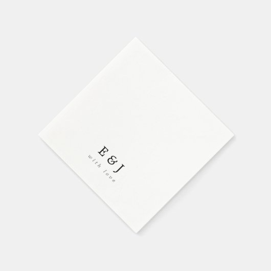 Serviette En Papier Avec Amour Simple Élégant Couple Mariage Monogramm (Coin)