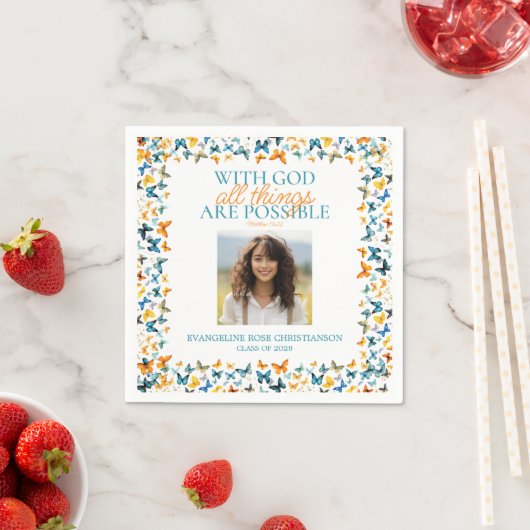 Serviette En Papier Avec Dieu toutes les choses sont possibles papillo (En situation)