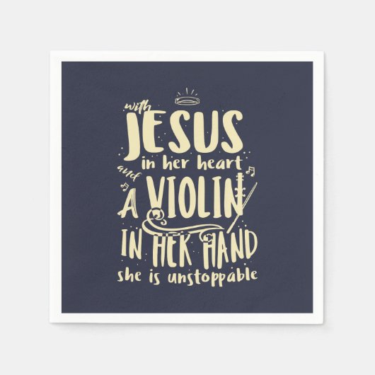 Serviette En Papier Avec Jésus dans son coeur Un Violon dans sa main (Devant)