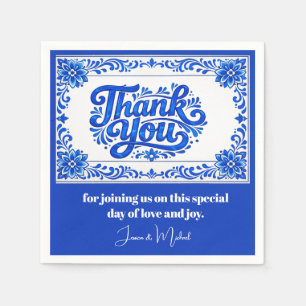 Serviette En Papier Avec texte Carrelage Romantique Azul & Limone Azul