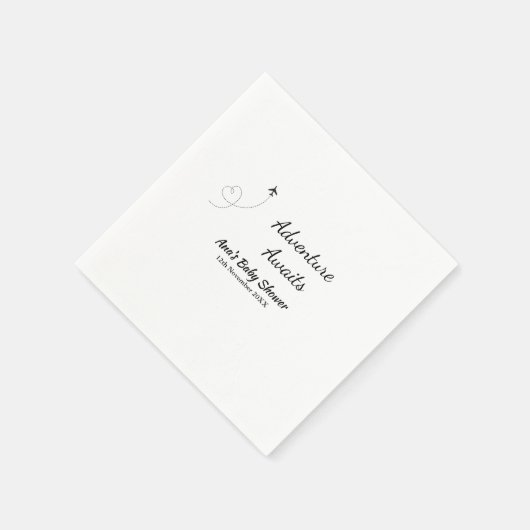 Serviette En Papier Aventure attend baby shower ajouter nom date plan  (Coin)