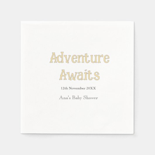 Serviette En Papier Aventure attend bébé ajouter nom date pastel (Devant)