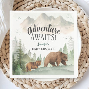 Serviette En Papier Aventure Attend Bébé Fête des Bois Ours Papier