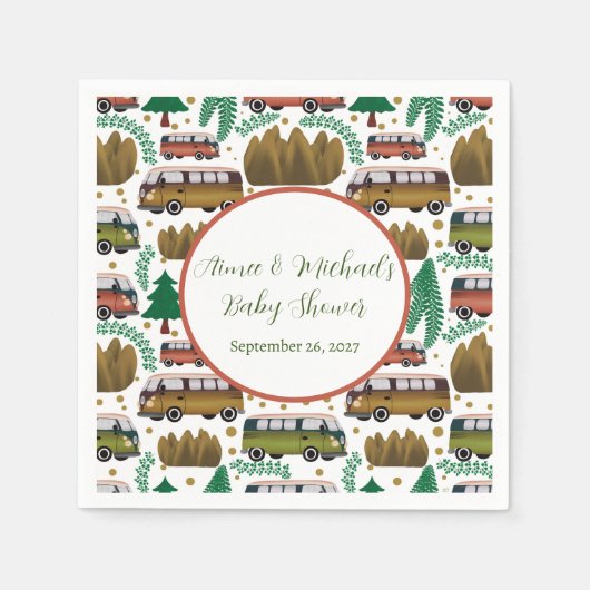 Serviette En Papier Aventure Attend : Camper Baby shower neutre (Devant)