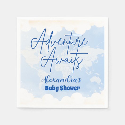 Serviette En Papier Aventure attend un Baby shower neutre pour les fem (Devant)