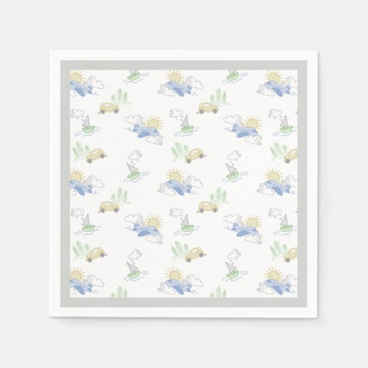 Serviette En Papier Aventure Attend Voyage - Voiture, Avion, Bateau (Devant)