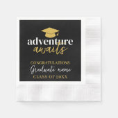 Serviette En Papier Aventure Await - Nom Casquette Black Gold Graduati (Devant)