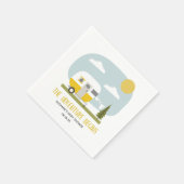 Serviette En Papier Aventure Camper Jaune Rétro Baby shower neutre (Coin)
