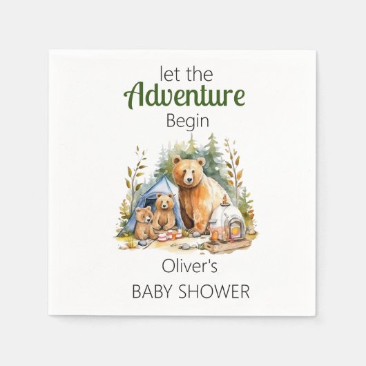 Serviette En Papier Aventure Commencer le Baby shower forestier (Devant)