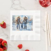 Serviette En Papier Aventure de patinage sur glace, (En situation)