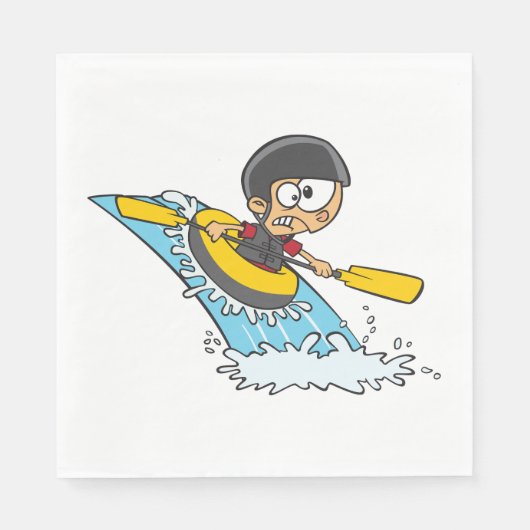 Serviette En Papier Aventure de rafting en eau vive avec Scared Boy (Devant)