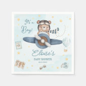 Serviette En Papier Aventure mignonne Ours bleu Avion Oh Baby shower g (Devant)