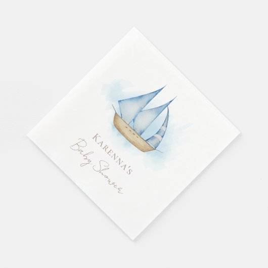 Serviette En Papier Aventure nautique Baby shower blanc serviettes (Coin)