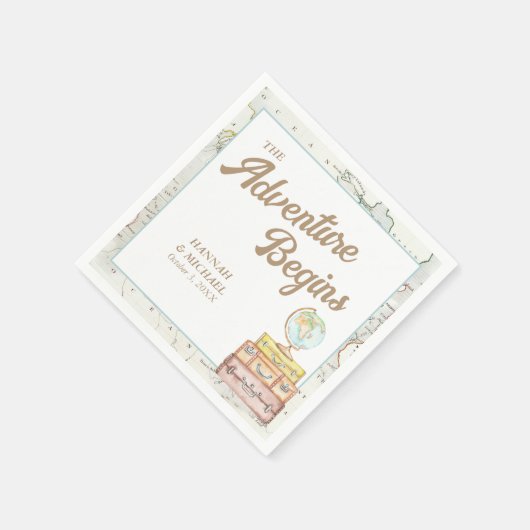 Serviette En Papier Aventure personnalisée commence Mariage serviettes (Coin)