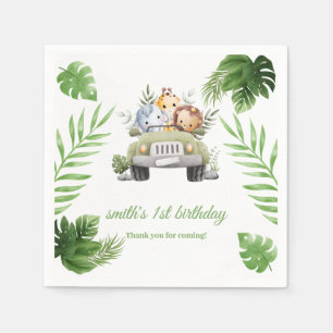 Serviette En Papier Aventure Safari Animaux de la Jungle Mignons Voitu